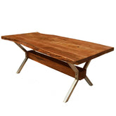 Hankin Rustic Solid Wood & Iron Live Edge Dining Table